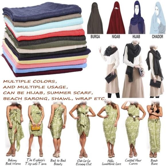 Women Scarfs Large Long Lightweight Black - Picture 6 of 6